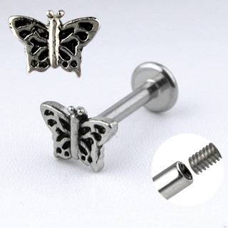 Piercing gothique lvre labret papillon noir