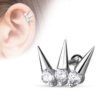 Piercing hlix  trio de pointes et strass