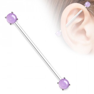 Piercing industriel acier  embouts Amethystes