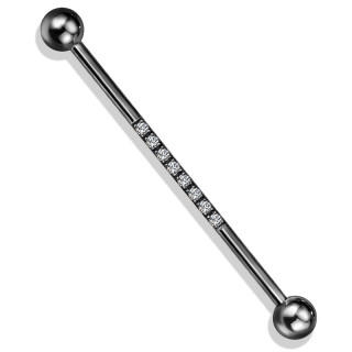 Piercing industriel chic en acier noir  ligne de zirconiums