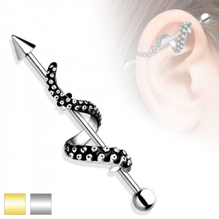 Piercing industriel en acier avec tentacule enroul autour