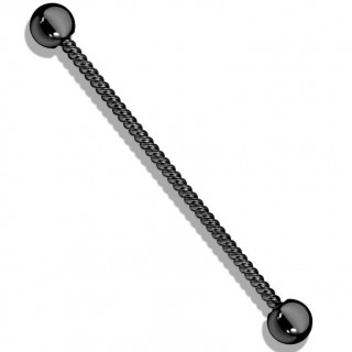 Piercing industriel en acier twist style corde - Noir