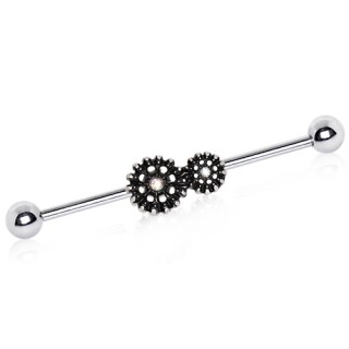 Piercing industriel  fleurs style engrenages