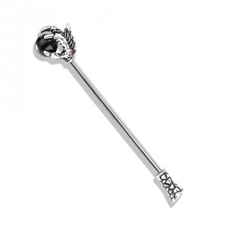 Piercing industriel  griffes de dragon et orbe noir