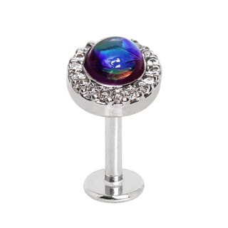 Piercing labret  opale synthtique cercle de strass