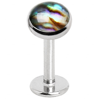 Piercing labret acier  disque Abalone (filetage interne)