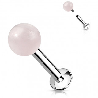 Piercing labret  perle de Quartz rose (lvre, tragus...)