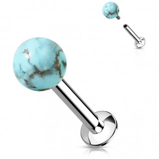 Piercing labret  perle de Turquoise (lvre, tragus...)
