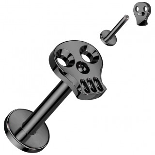 Piercing labret Titane noir Crane / skull (lvre, tragus, hlix...)