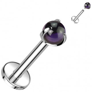 Piercing labret Titane  perle d'Amethyste (hlix, tragus, lvre...)