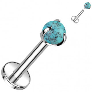 Piercing labret Titane  perle de Turquoise (hlix, tragus, lvre...)