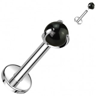 Piercing labret Titane  perle d'Onyx (hlix, tragus, lvre...)