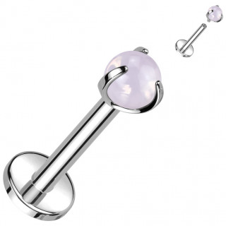 Piercing labret Titane à perle d'Opalite rose (hélix, tragus, lèvre...)