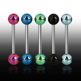 Piercing langue  boules anodises titane