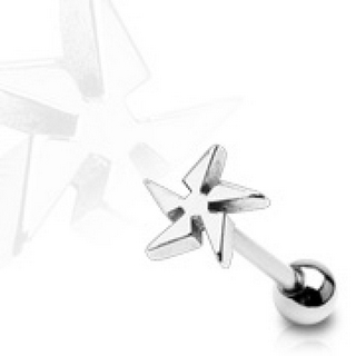 Piercing langue  embout shuriken