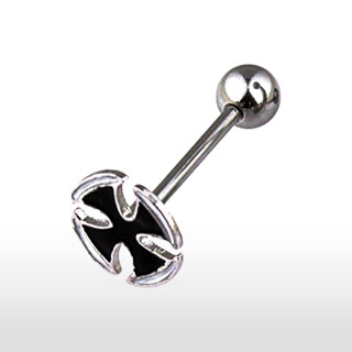 Piercing langue boule et croix celte