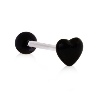 Piercing langue coeur noir