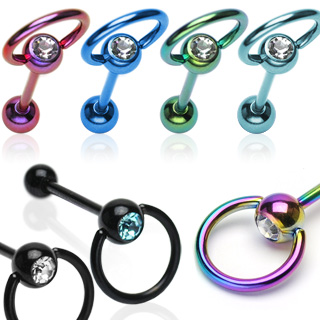 Piercing langue esclave serti  anneau