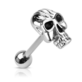 Piercing langue tte de mort aux yeux noirs