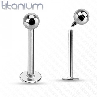 Piercing lvre labret en titane avec boule  filetage interne