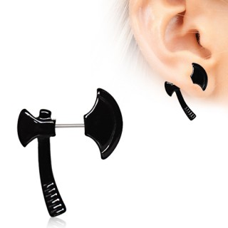Piercing lobe oreille en forme de hache noire