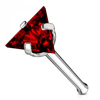 Piercing nez acier  triangle de zirconium rouge