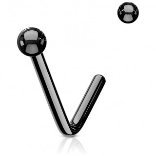 Piercing nez acier noir  boule et tige "L"