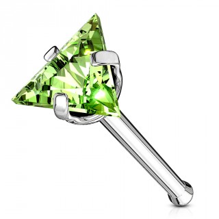 Piercing nez acier  triangle de zirconium vert