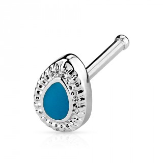 Piercing nez en forme de goutte avec turquoise