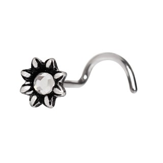 Piercing nez  tige "U" et fleur sertie