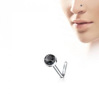 Piercing nez tige L  pierre Agate noire