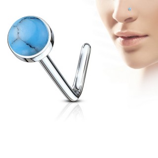 Piercing nez tige L  pierre Turquoise