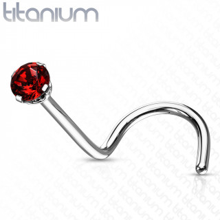 Piercing nez Titane strass Rouge  tige en "U"