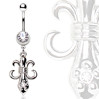 Piercing nombril  pendentif fleur de Lys inverse