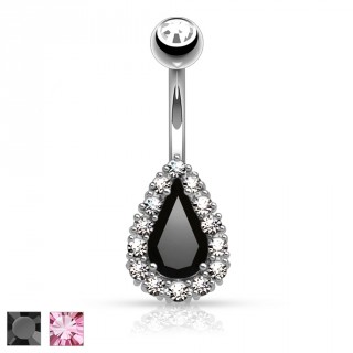 Piercing nombril  pierre taille en "poire" borde de strass