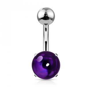 Piercing nombril acier  cabochon Pourpre