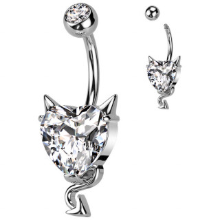 Piercing nombril argent  coeur de dmon