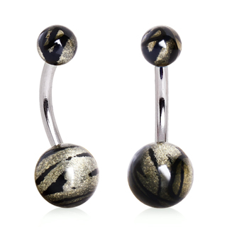 Piercing nombril boules  motif aspect aile de papillon