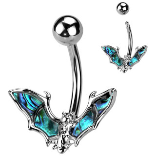 Piercing nombril chauve-souris  ailes d'abalone