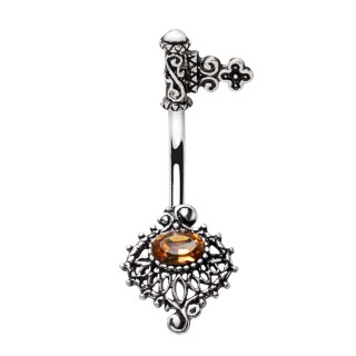 Piercing nombril cl ancienne  zirconium topaze