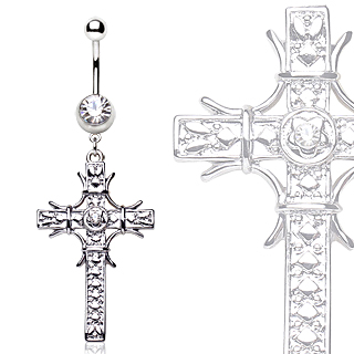 Piercing nombril croix gemmes