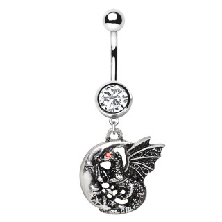 Piercing nombril dragon accroch  la lune