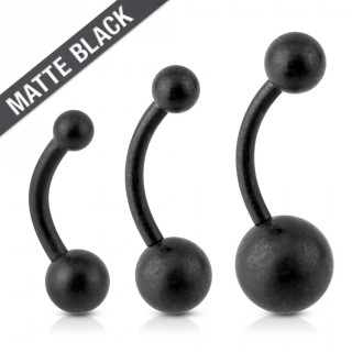 Piercing de nombril en acier noir mat à boules