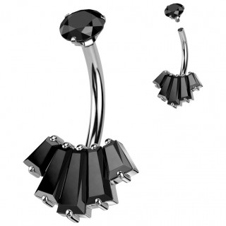 Piercing nombril  ventail de zirconiums noirs