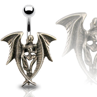 Piercing nombril gothique ange de la mort ail