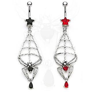 Piercing nombril gothique araigne tisse toile
