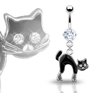 Piercing nombril gothique chat noir