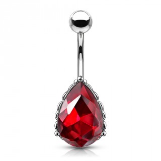 Piercing nombril  goutte de cristal facette - Rouge