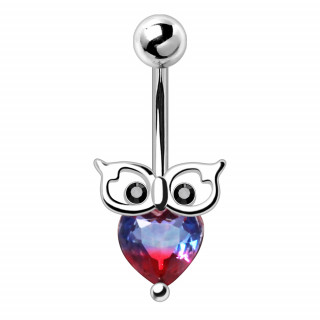 Piercing nombril hibou  coeur Tourmaline synthtique