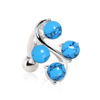 Piercing nombril invers style vigne  perles de turquoise